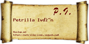 Petrilla Iván névjegykártya